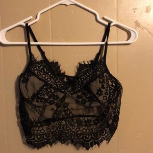 Black Lace Crop Top